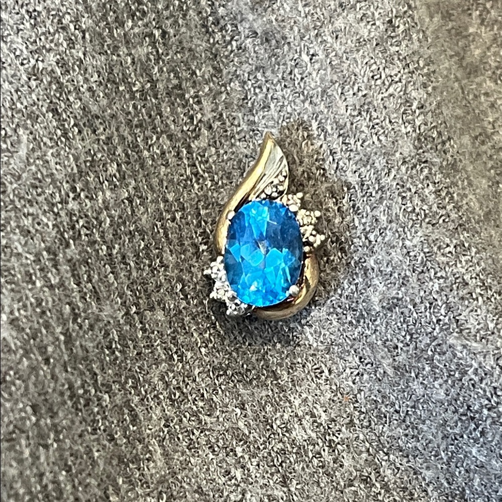 10k/Sterling Lindon Blue Topaz Diamond Pendant-Alwand Vahan